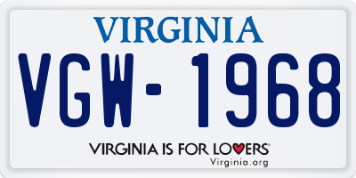 VA license plate VGW1968