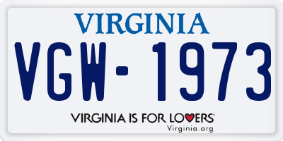 VA license plate VGW1973