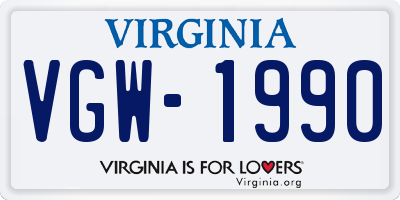 VA license plate VGW1990