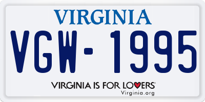VA license plate VGW1995
