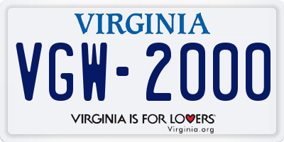 VA license plate VGW2000