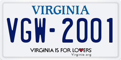 VA license plate VGW2001