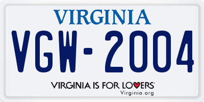 VA license plate VGW2004