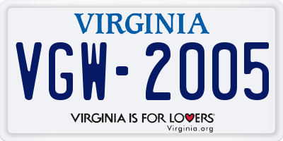 VA license plate VGW2005
