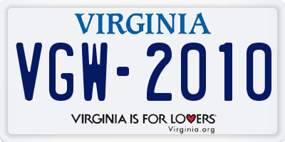 VA license plate VGW2010