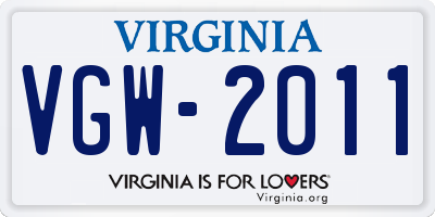 VA license plate VGW2011