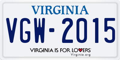 VA license plate VGW2015