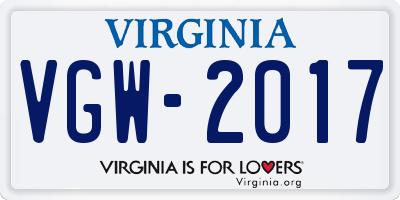 VA license plate VGW2017