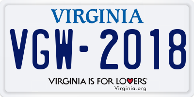 VA license plate VGW2018