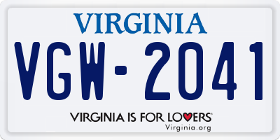 VA license plate VGW2041
