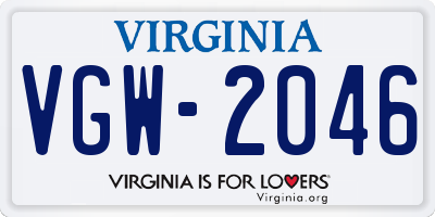 VA license plate VGW2046