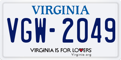 VA license plate VGW2049