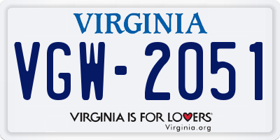 VA license plate VGW2051
