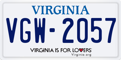 VA license plate VGW2057