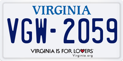 VA license plate VGW2059