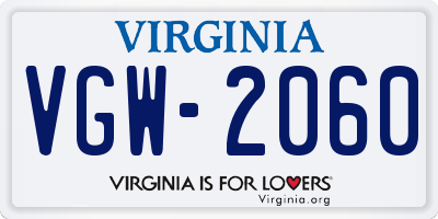 VA license plate VGW2060