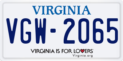 VA license plate VGW2065