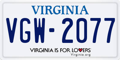 VA license plate VGW2077