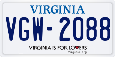 VA license plate VGW2088