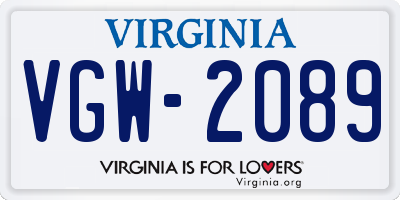 VA license plate VGW2089