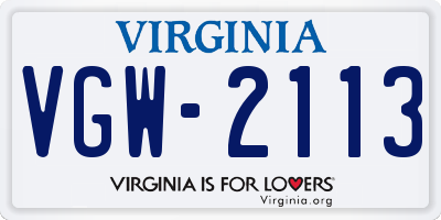 VA license plate VGW2113