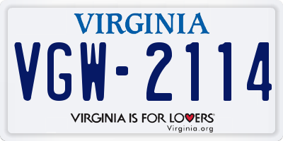 VA license plate VGW2114