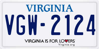 VA license plate VGW2124