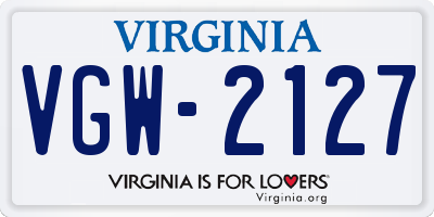 VA license plate VGW2127