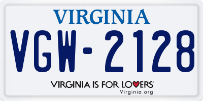VA license plate VGW2128