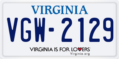 VA license plate VGW2129