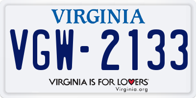 VA license plate VGW2133