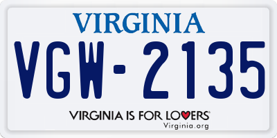 VA license plate VGW2135