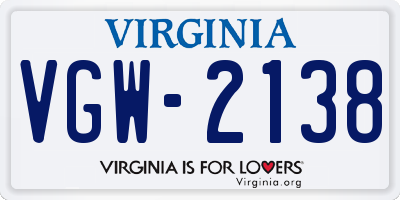 VA license plate VGW2138