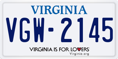 VA license plate VGW2145