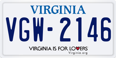 VA license plate VGW2146