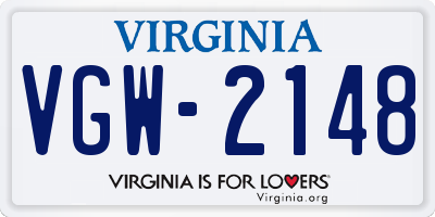 VA license plate VGW2148