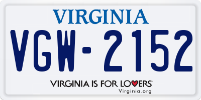 VA license plate VGW2152