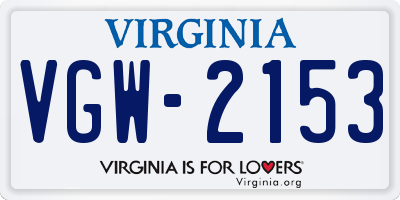 VA license plate VGW2153