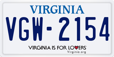 VA license plate VGW2154