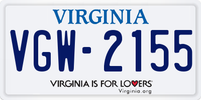 VA license plate VGW2155