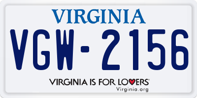 VA license plate VGW2156