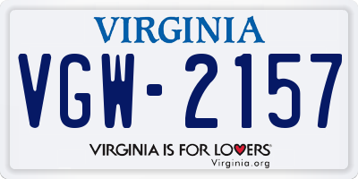 VA license plate VGW2157
