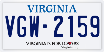 VA license plate VGW2159
