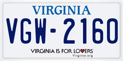 VA license plate VGW2160