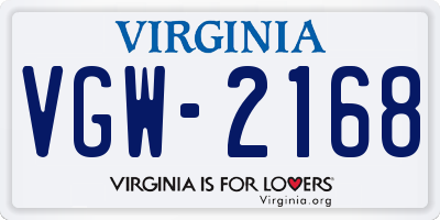 VA license plate VGW2168