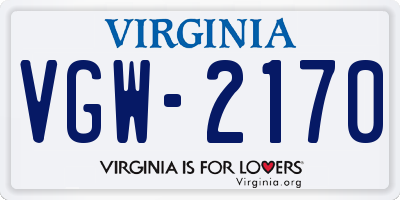 VA license plate VGW2170