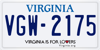 VA license plate VGW2175