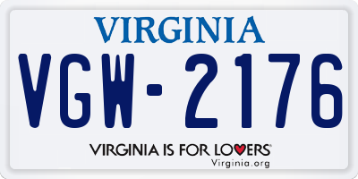 VA license plate VGW2176