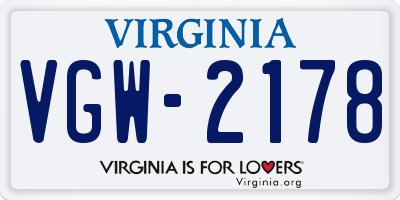 VA license plate VGW2178
