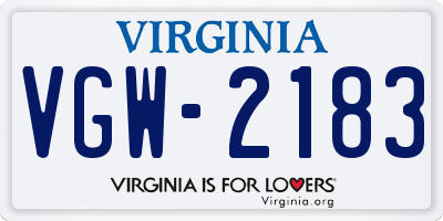 VA license plate VGW2183